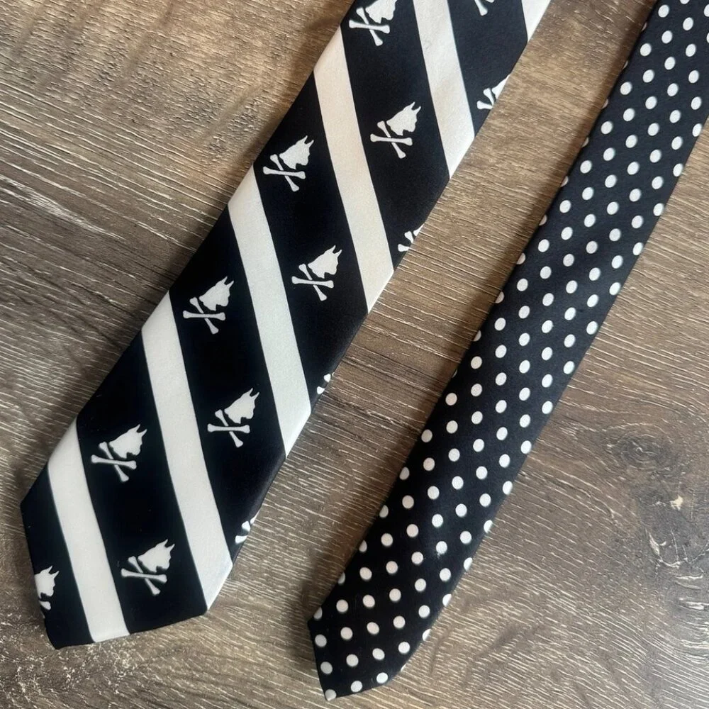 Nick Graham 100% Silk Novelty Black / White Men's Necktie